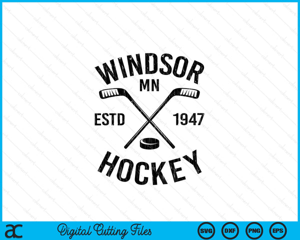 Windsor Minnesota Ice Hockey Sticks Vintage Gift SVG PNG Digital Cutting Files