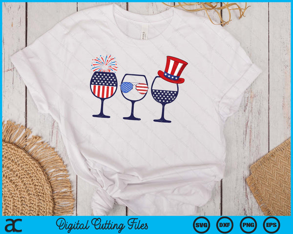 Wine Glass American Flag Funny 4th Of July SVG PNG Digital Cutting Files