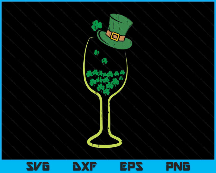 Wine Shamrocks Art Shirt St Patricks Day Drinking SVG PNG Digital Printable Files