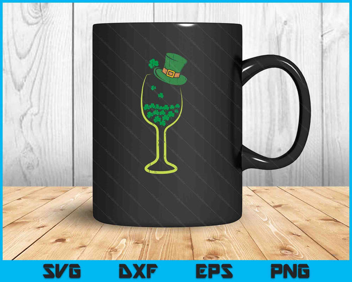 Wine Shamrocks Art Shirt St Patricks Day Drinking SVG PNG Digital Printable Files