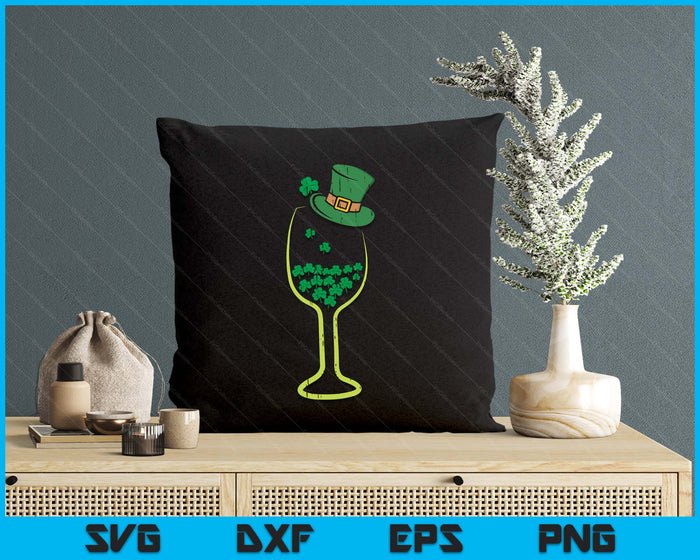 Wine Shamrocks Art Shirt St Patricks Day Drinking SVG PNG Digital Printable Files