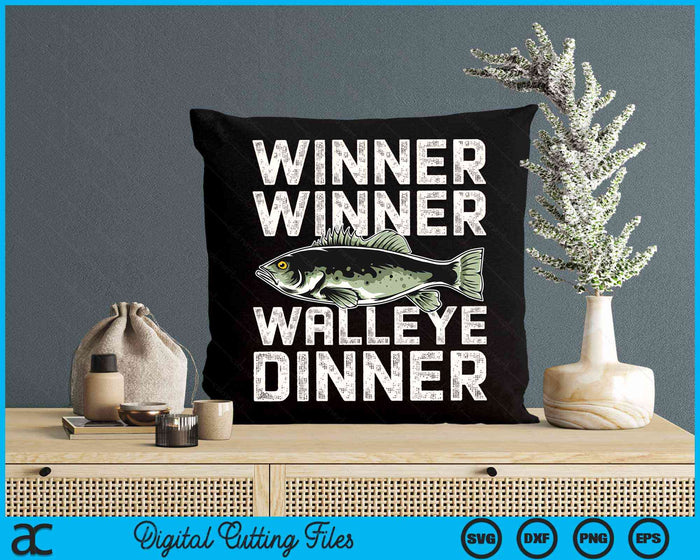 Winner Walleye Dinner Fishing Funny Fisherman SVG PNG Digital Cutting File