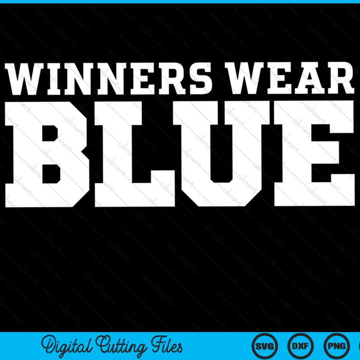 Los ganadores usan archivos de corte digital SVG PNG de color azul War Camp
