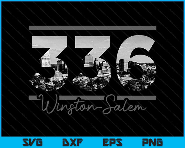 Winston-Salem 336 Netnummer Skyline North Carolina Vintage SVG PNG snijden afdrukbare bestanden