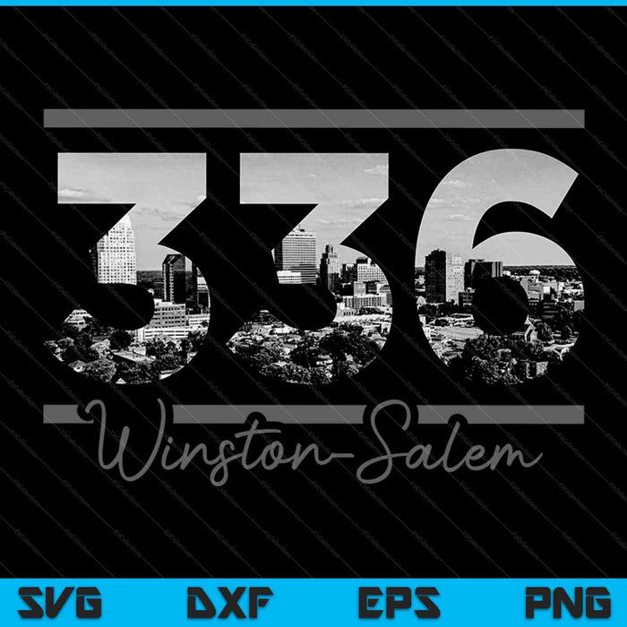 Winston-Salem 336 Area Code Skyline North Carolina Vintage SVG PNG Cutting Printable Files