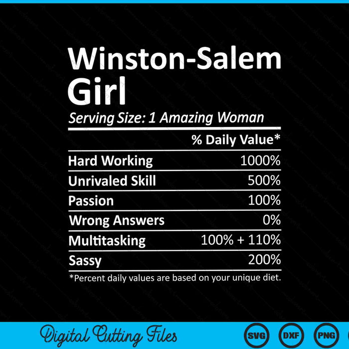 Winston-Salem Girl NC North Carolina City Home Roots SVG PNG Digital Cutting Files