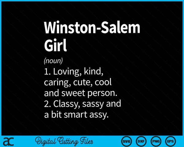 Winston-Salem Girl NC North Carolina Home Roots SVG PNG digitaal snijden-bestand