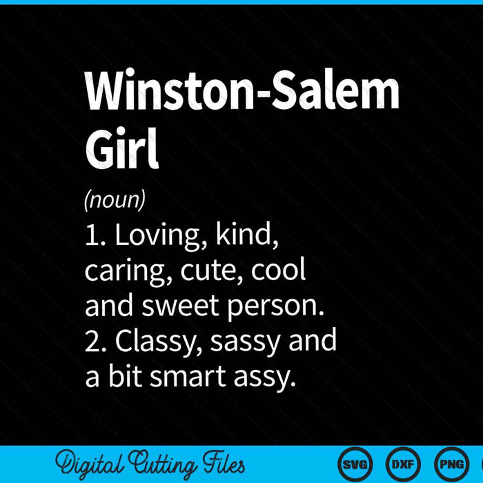 Winston-Salem Girl NC North Carolina Home Roots SVG PNG digitaal snijden-bestand