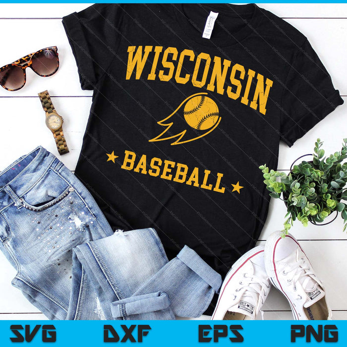 Wisconsin Baseball Vintage Gameday Retro Baseball Lover SVG PNG Digital Printable Files