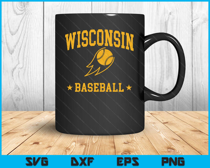 Wisconsin Baseball Vintage Gameday Retro Baseball Lover SVG PNG Digital Printable Files