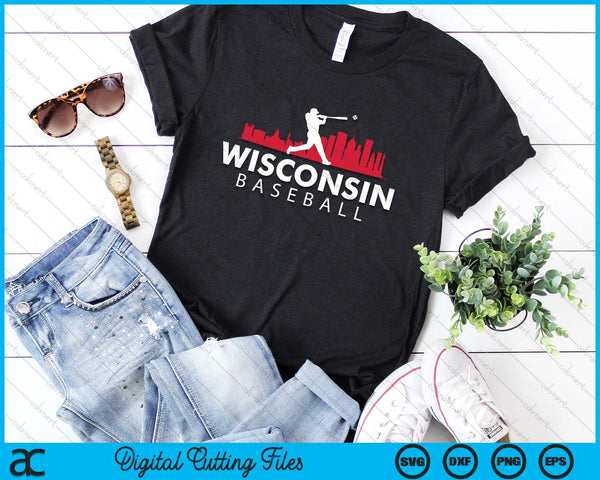 Wisconsin Baseball Vintage Minimalist Retro Baseball Lover SVG PNG Digital Printable Files