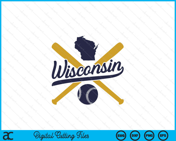 Wisconsin Baseball Vintage Wisconsin Pride Love City SVG PNG Digital Cutting Files
