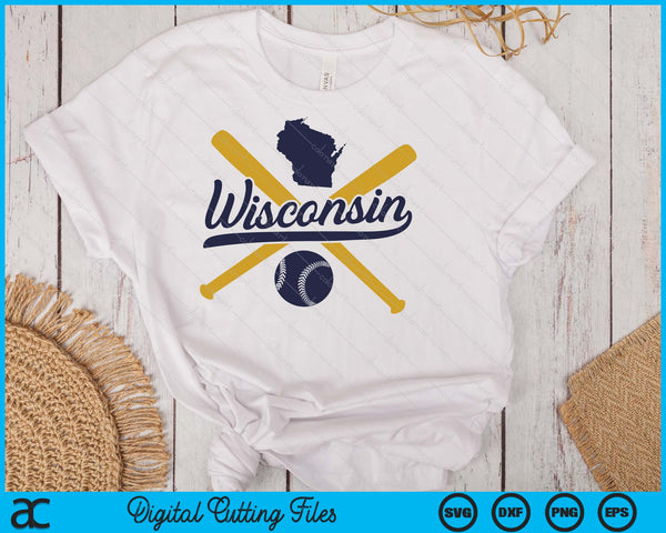 Wisconsin Baseball Vintage Wisconsin Pride Love City SVG PNG Digital Cutting Files