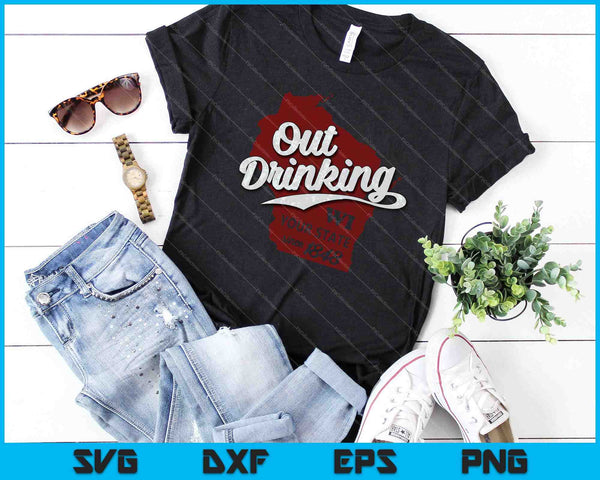 Wisconsin Out Drinking Your State 1848 Beer Gift SVG PNG Cutting Printable Files - on a t-shirt