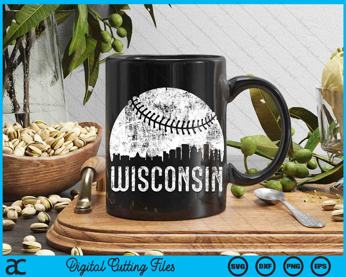 Wisconsin Skyline Vintage Wisconsin Baseball SVG PNG Digital Cutting Files