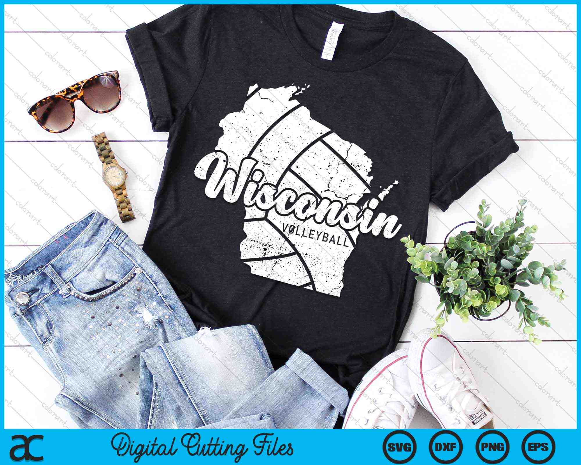 Wisconsin Volleyball Script Vintage Distressed SVG PNG Cutting Files ...