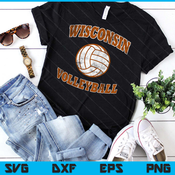 Wisconsin Volleyball Vintage Distressed SVG PNG Digital Cutting Files