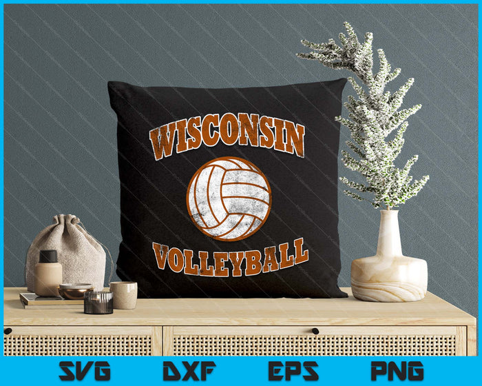 Wisconsin Volleyball Vintage Distressed SVG PNG Digital Cutting Files