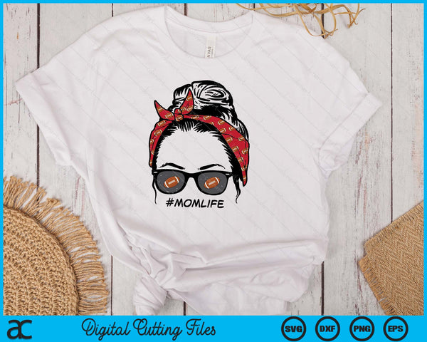 Woman American Football Bandana Sunglasses Mom Life SVG PNG Digital Printable Files