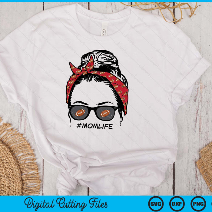 Woman American Football Bandana Sunglasses Mom Life SVG PNG Digital Printable Files