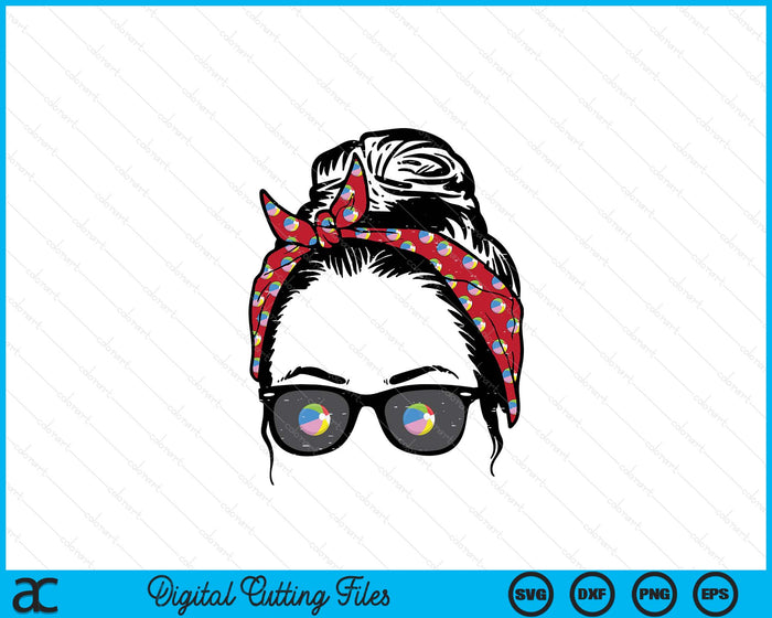 Woman Beach Ball Bandana Sunglasses SVG PNG Digital Printable Files