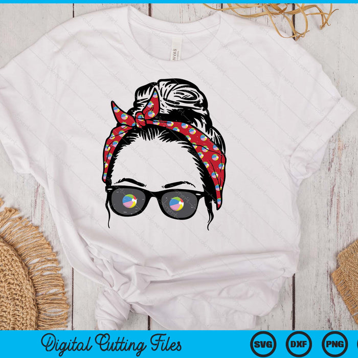 Woman Beach Ball Bandana Sunglasses SVG PNG Digital Printable Files