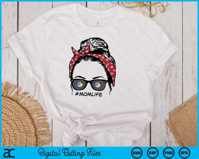 Woman Beach Ball Bandana Sunglasses Mom Life SVG PNG Digital Printable Files