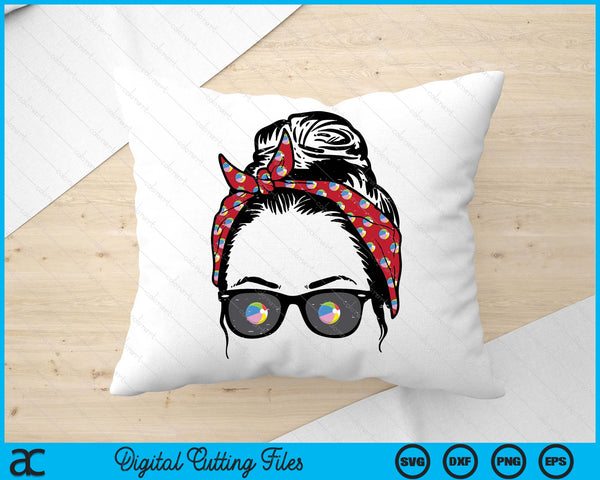 Woman Beach Ball Bandana Sunglasses SVG PNG Digital Printable Files