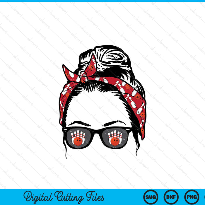 Woman Bowling Bandana Sunglasses SVG PNG Digital Printable Files