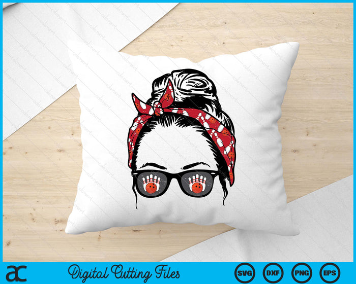 Woman Bowling Bandana Sunglasses SVG PNG Digital Printable Files