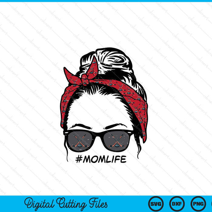 Woman ice hockey bandana sunglasses mom life SVG PNG cut file for Cricut