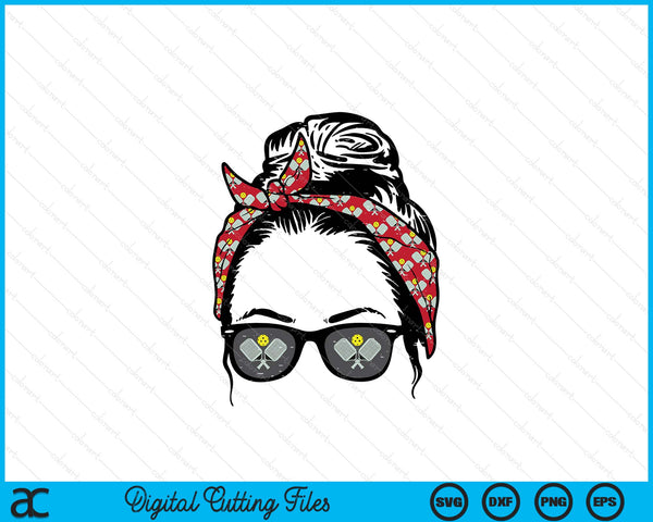 Woman pickleball bandana sunglasses SVG PNG cut file for Cricut