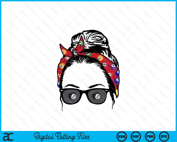 Woman pool ball bandana sunglasses SVG cut file