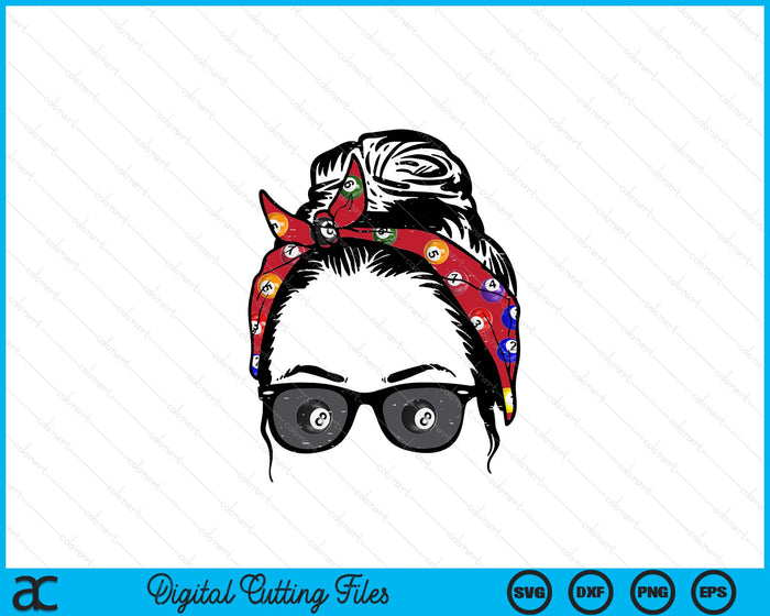 Woman Pool Ball Bandana Sunglasses SVG PNG Digital Printable Files