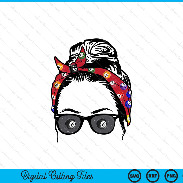 Woman pool ball bandana sunglasses SVG cut file