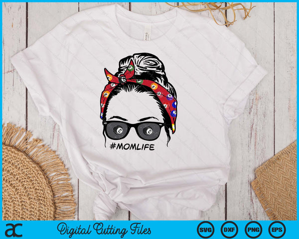 Woman Pool Ball Bandana Sunglasses Mom Life SVG PNG Digital Printable Files - on a t-shirt