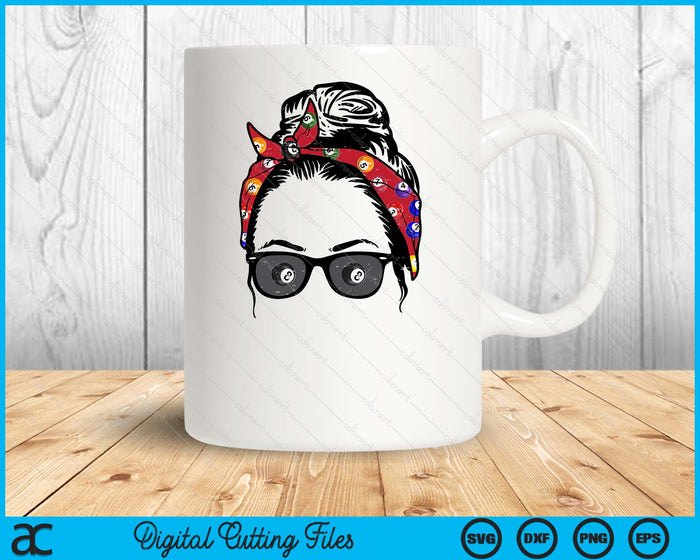 Woman Pool Ball Bandana Sunglasses SVG PNG Digital Printable Files