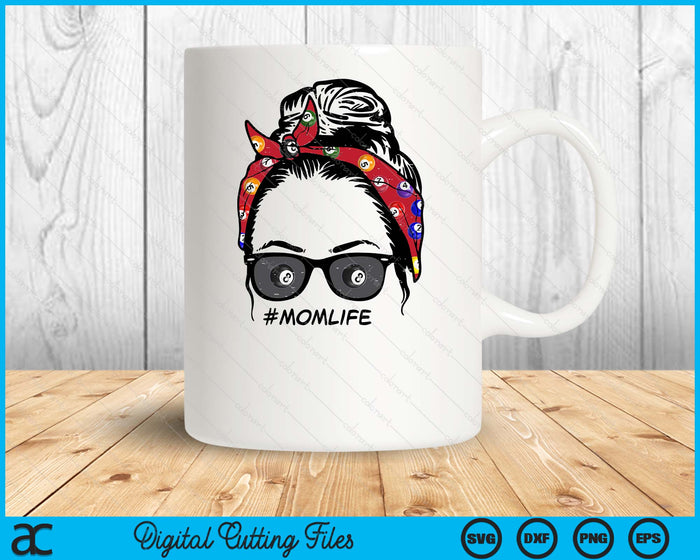 Woman Pool Ball Bandana Sunglasses Mom Life SVG PNG Digital Printable Files