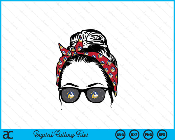 Woman volleyball bandana sunglasses SVG PNG cut file for Cricut