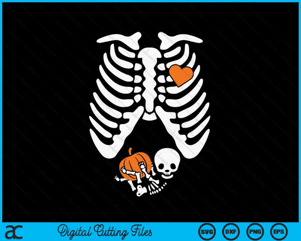 Women Skeleton Pregnancy Announcement Mom Halloween SVG PNG Digital Cutting Files