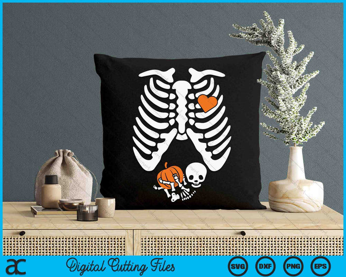 Women Skeleton Pregnancy Announcement Mom Halloween SVG PNG Digital Cutting Files