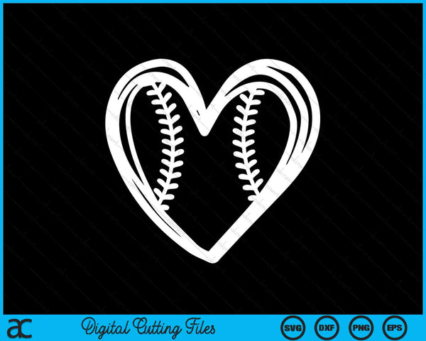 Women Teens Girls Cute Outline Baseball Heart Love SVG PNG Digital Cutting Files