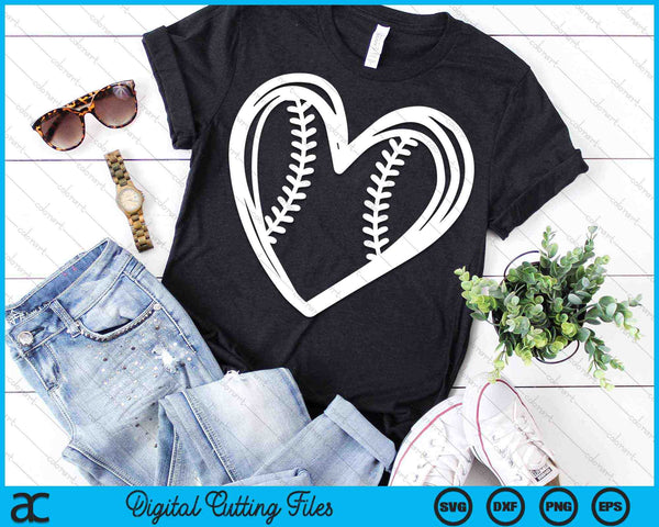 Mujeres Adolescentes Chicas Lindo Contorno Béisbol Corazón Amor SVG PNG Archivos de Corte Digital - on a t-shirt