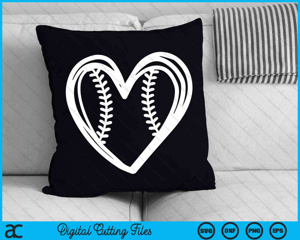Women Teens Girls Cute Outline Baseball Heart Love SVG PNG Digital Cutting Files