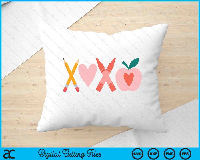 Women Xoxo Teacher Valentine's Day Pencil And Apple SVG PNG Digital Printable Files