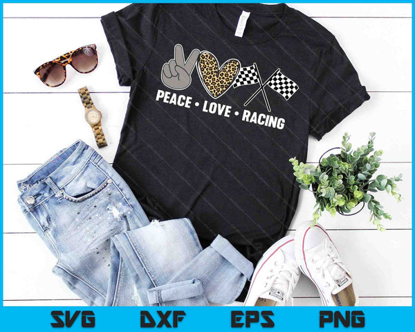 Dames Racing Design Kids Girls Peace Love Racing Race Flag SVG PNG digitale afdrukbare bestanden