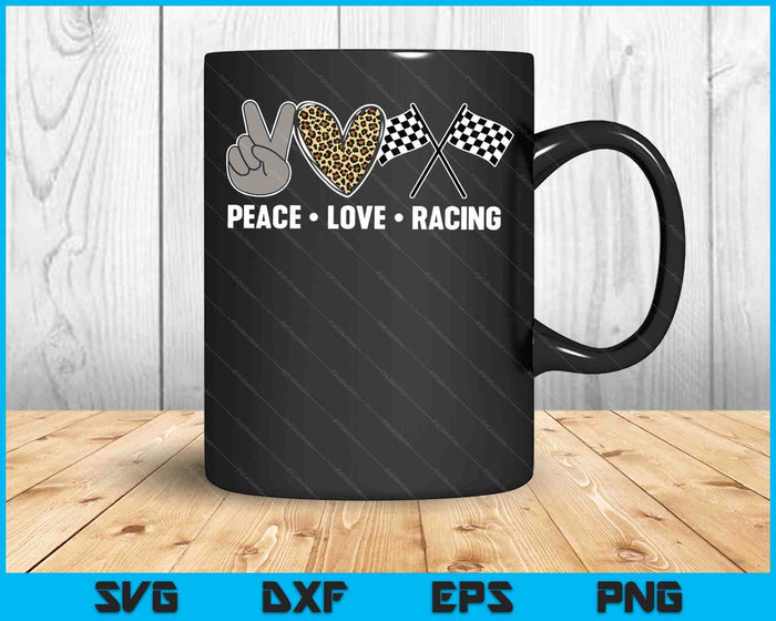 Dames Racing Design Kids Girls Peace Love Racing Race Flag SVG PNG digitale afdrukbare bestanden
