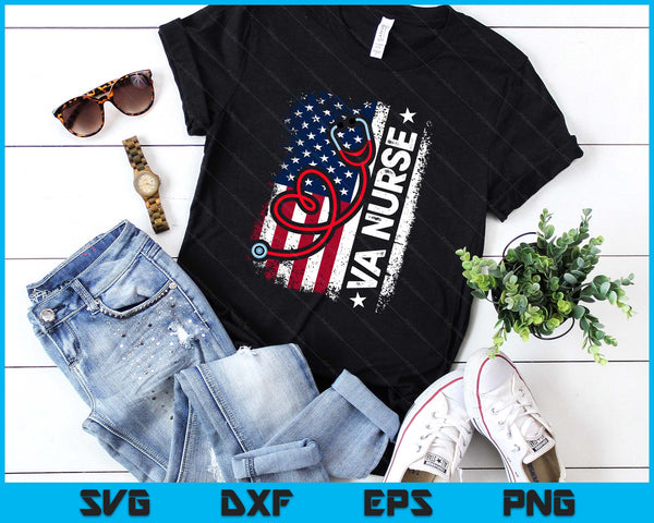 Womens American Flag VA Nurse Patriotic 4th of July SVG PNG Digital Printable Files