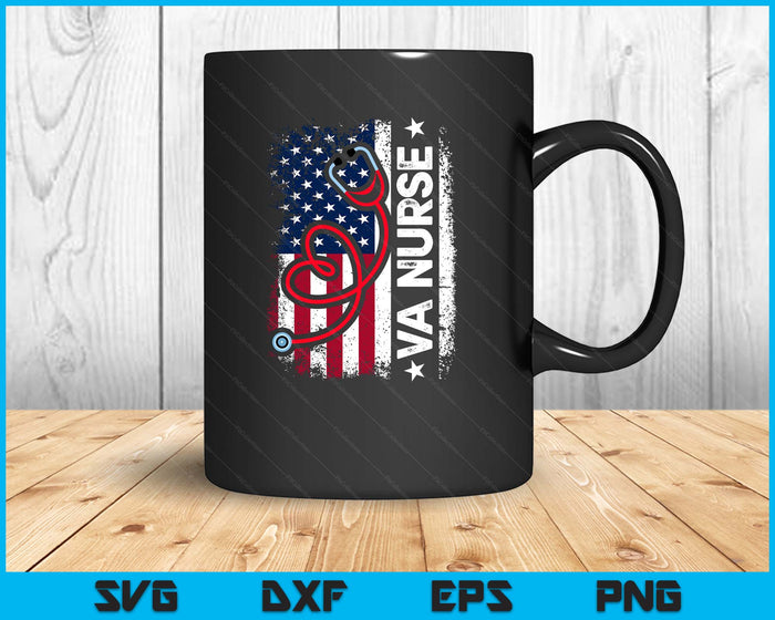 Womens American Flag VA Nurse Patriotic 4th of July SVG PNG Digital Printable Files