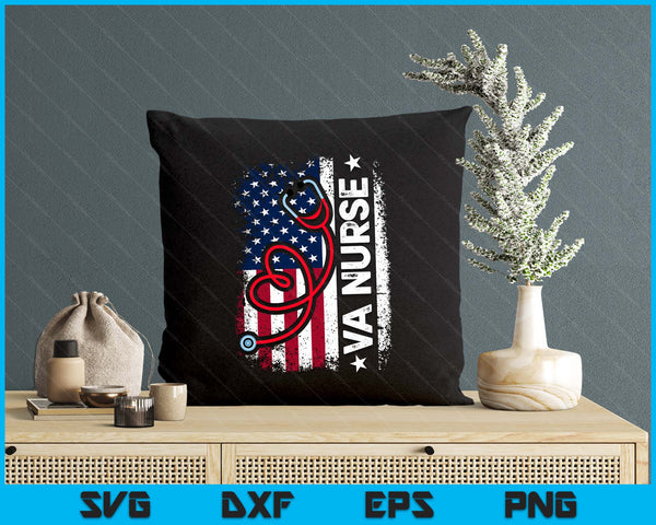 Womens American Flag VA Nurse Patriotic 4th of July SVG PNG Digital Printable Files